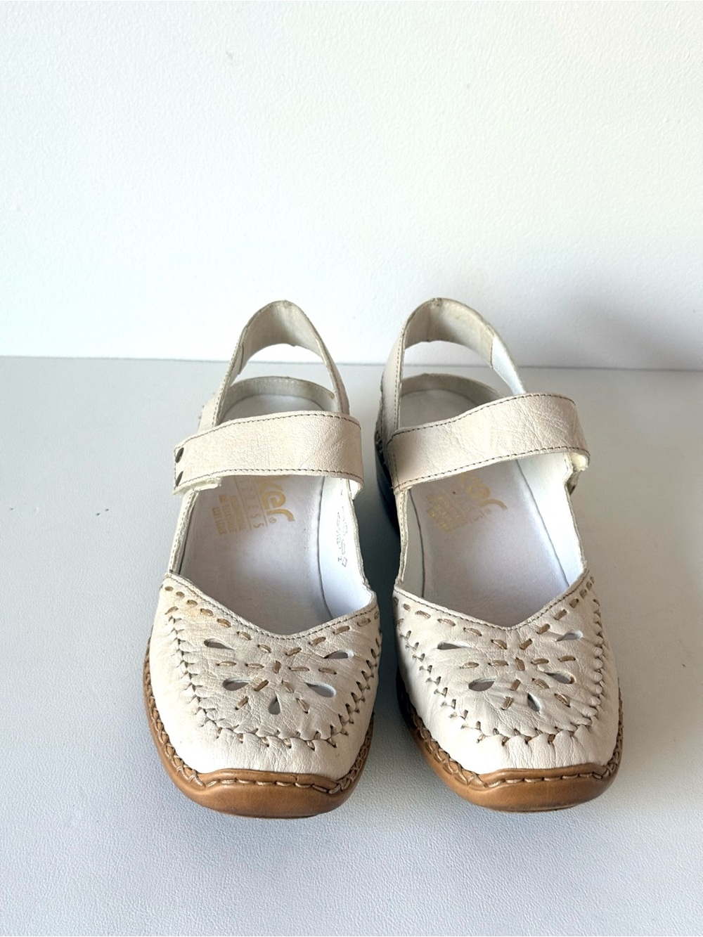 Rieker Cream Mary Jane Slingback Leather Shoes 37 - Picture 8 of 16